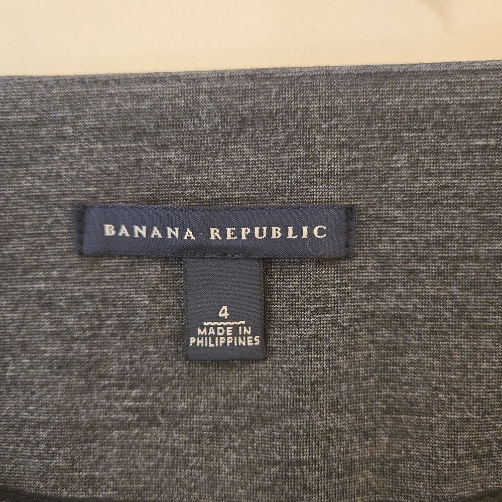 Banana Republic Short Sleeve Belted Stretch Midi Sheath Dress Gray Size 4 - Picture 8 of 10